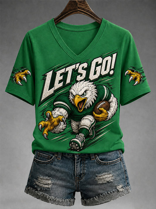 Women's Let's Go Birds! Football Gameday Gift For Football Fans Casual V-Neck Tee