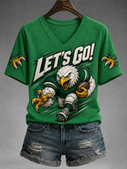 Women's Let's Go Birds! Football Gameday Gift For Football Fans Casual V-Neck Tee