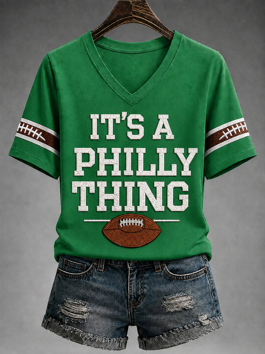 Women's It's A Philly Thing Football Gameday Gift For Football Fans Casual V-Neck Tee