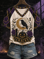 Women's Halloween Mahjong V-Neck T-Shirts