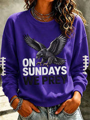 Women's Football Fan Print Casual Sweatshirt
