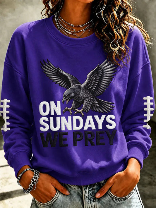 Women's Football Fan Print Casual Sweatshirt