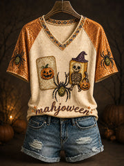 Women’s Halloween Mahjong V-Neck T-Shirts