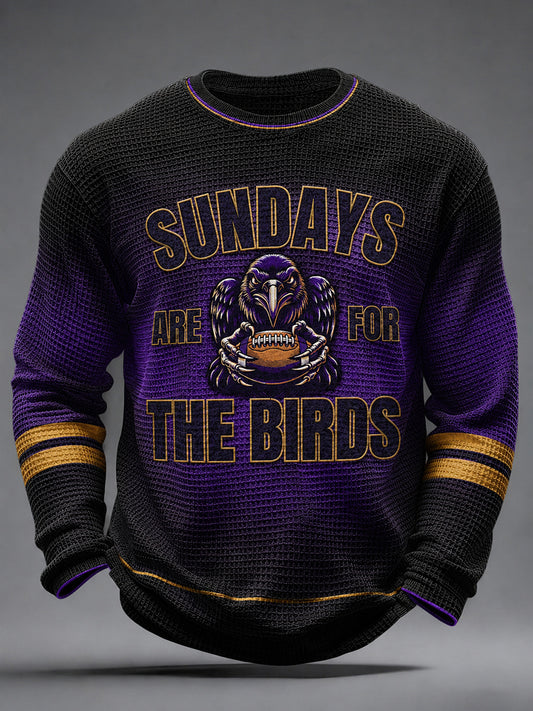 Men's Football Fan Print Waffle Long Sleeve T-Shirt