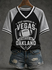 Women's Las Vegas Football Fan Print V-neck T-shirt