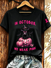 Women's in october we wear pink short-sleeved T-shirt