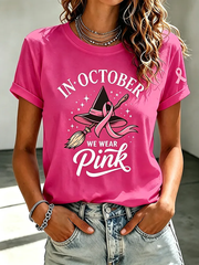 Women's in october we wear pink short-sleeved T-shirt