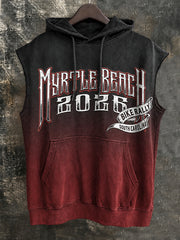Men's Myrtle Beach Bike Rally Print Sleeveless Hooded Sweatshirt