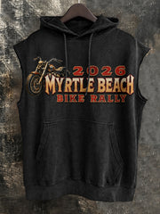 Men's Myrtle Beach Bike Rally Print Sleeveless Hooded Sweatshirt