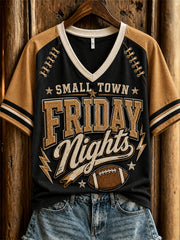 Women's Football Small Town Friday Nights Jersey Print short-sleeved T-shirt