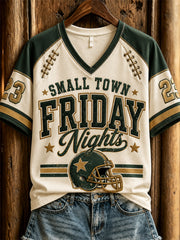 Women's Football Small Town Friday Nights Jersey Print short-sleeved T-shirt