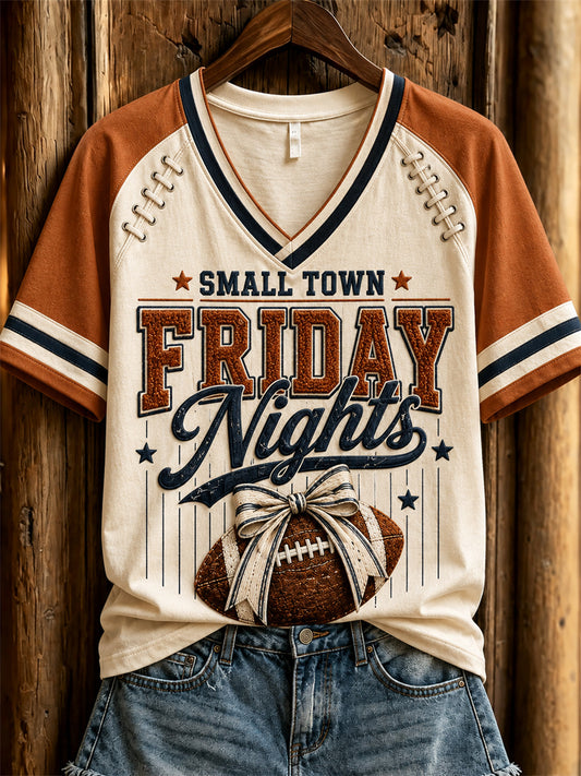 Women's Football Small Town Friday Nights Jersey Print short-sleeved T-shirt