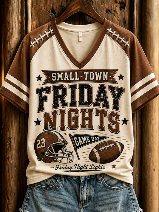 Women's Football Small Town Friday Nights Jersey Print short-sleeved T-shirt