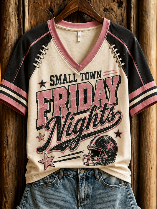 Women's Football Small Town Friday Nights Jersey Print short-sleeved T-shirt