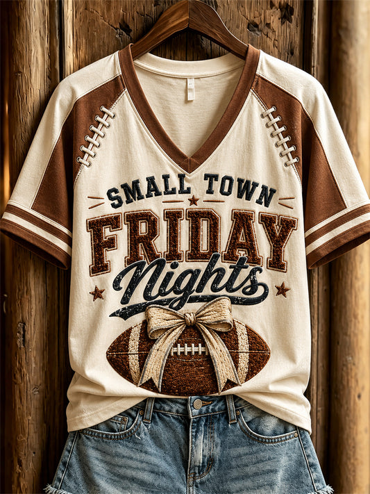 Women's Football Small Town Friday Nights Jersey Print short-sleeved T-shirt