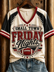 Women's Football Small Town Friday Nights Jersey Print short-sleeved T-shirt