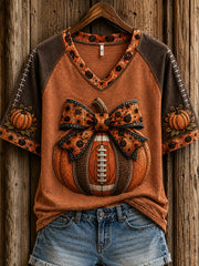 Women's Autumn Pumpkin Pattern Casual Short Sleeve T-shirt