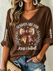 Women's Football Faith Print Waffle T-shirt
