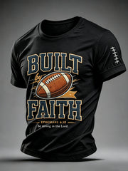 Men's Football And Jesus Faith Print T-shirt