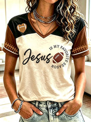 Women's Football And Jesus Faith Print T-shirt