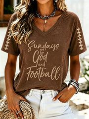 Women's Football And Jesus Faith Print T-shirt