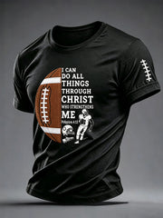 Men's Football And Jesus Faith Print T-shirt