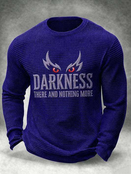 Men's Football Fan Print Waffle Long Sleeve T-Shirt