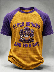 Men's Football Fan Print Waffle Short Sleeve T-shirt