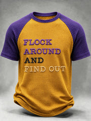 Men's Football Fan Print Waffle Short Sleeve T-shirt