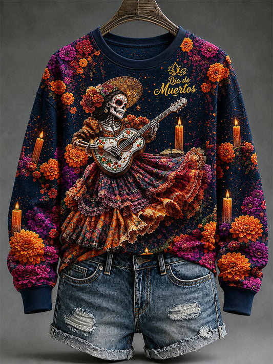 Women's Mexico Day of The Dead Art Print Casual Sweatshirt
