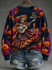 Women's Mexico Day of The Dead Art Print Casual Sweatshirt