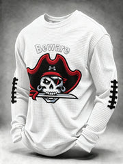 Men's Football Fan Print Waffle Long Sleeve Sweatshirt