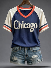 Women's Chicago Football Lover Bears Art Printed T-shirt