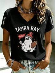 Women's Football Fan Print short-sleeved T-shirt