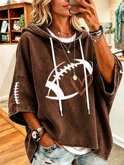 Women's Football Lovers Gameday Casual 3/4 Sleeve Hoodie