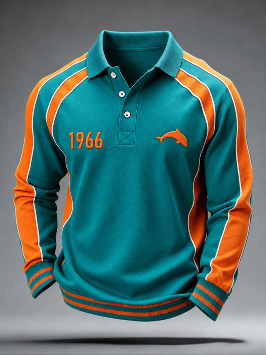 Men's Miami Football Lover Dolphin Art Printed Casual Tops