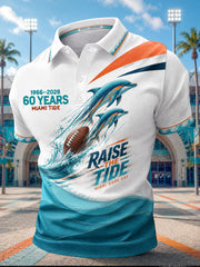 Men's Miami Football Lover Dolphin Art Printed Casual Tops