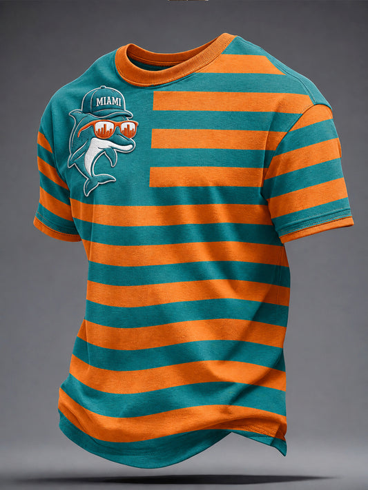 Men's Miami Football Lover Dolphin Art Printed T-shirt