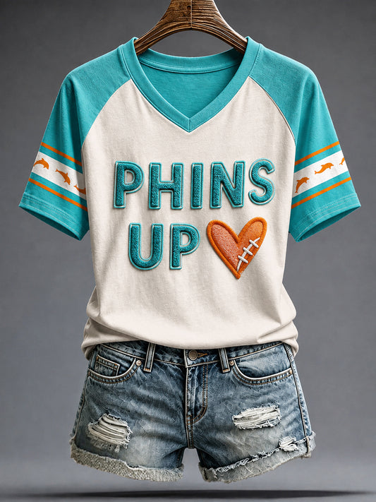 Women's Miami Football Lover Dolphin Art Printed T-shirt