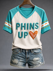 Women's Miami Football Lover Dolphin Art Printed T-shirt