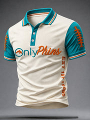 Men's Miami Football Lover Dolphin Art Printed Casual Tops