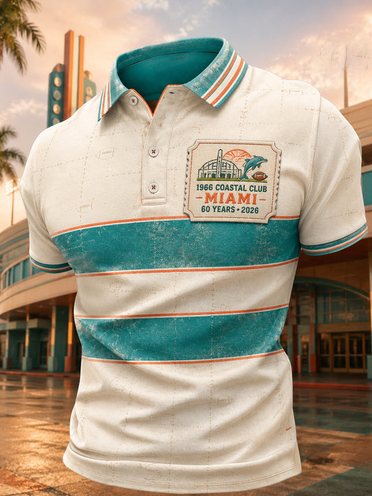 Men's Miami Football Lover Dolphin Art Printed Casual Tops