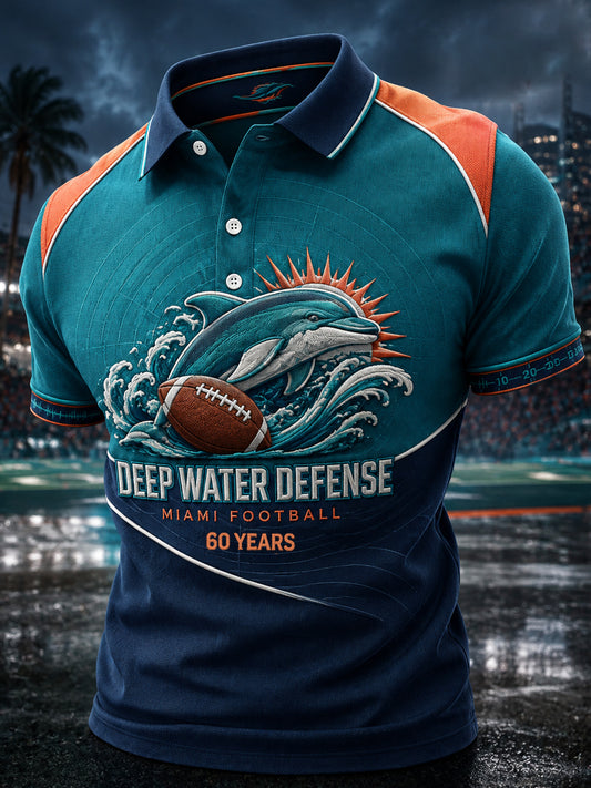 Men's Miami Football Lover Dolphin Art Printed Casual Tops