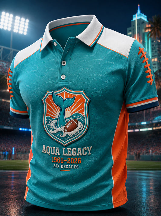 Men's Miami Football Lover Dolphin Art Printed Casual Tops