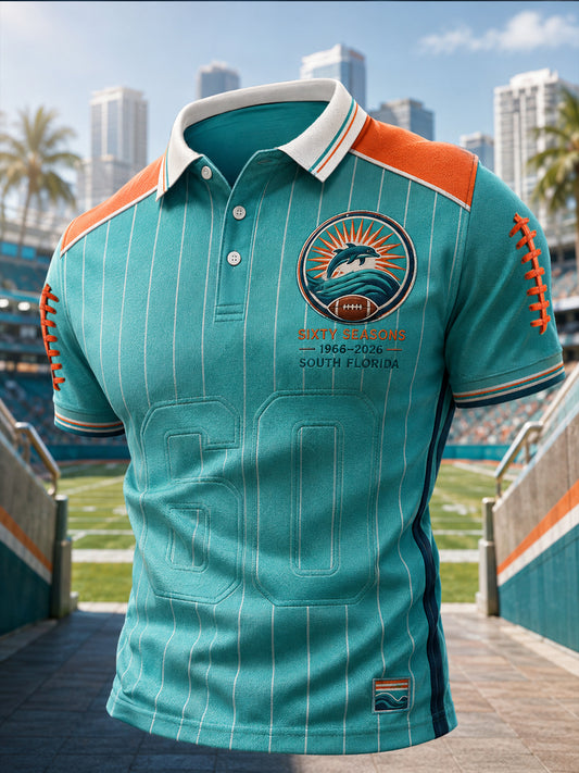 Men's Miami Football Lover Dolphin Art Printed Casual Tops