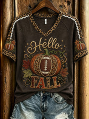 Women's Autumn Pumpkin Pattern Casual Short Sleeve T-shirt
