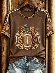 Women's Autumn Pumpkin Pattern Casual Short Sleeve T-shirt