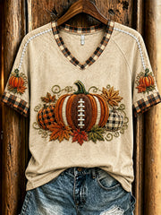Women's Autumn Pumpkin Pattern Casual Short Sleeve T-shirt