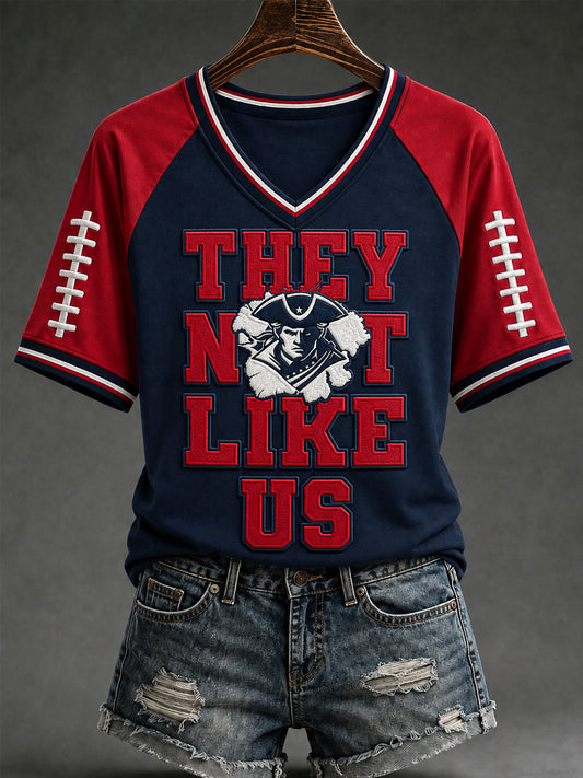 Women's They Not Like Us Football Gameday Gift For Football Fans Casual V-Neck Tee