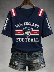 Women's Football Gameday Gift For Football Fans Casual V-Neck Tee